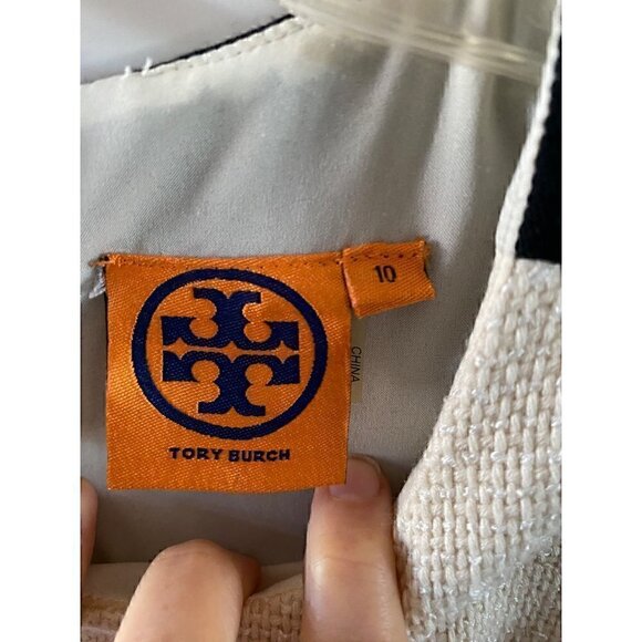 Tory Burch Tweed Wool Sheath Dress size 10 Black Off White Shift - Picture 9 of 14